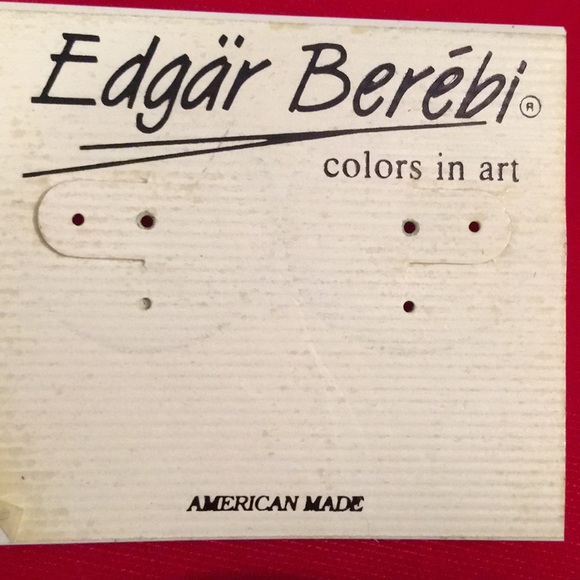 Vintage 1980s Edgar Berebi Gold finish earrings red enamel - Picture 8 of 10